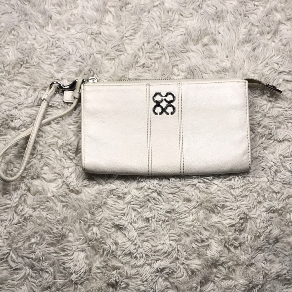 Coach White Leather Wristlet Clutch